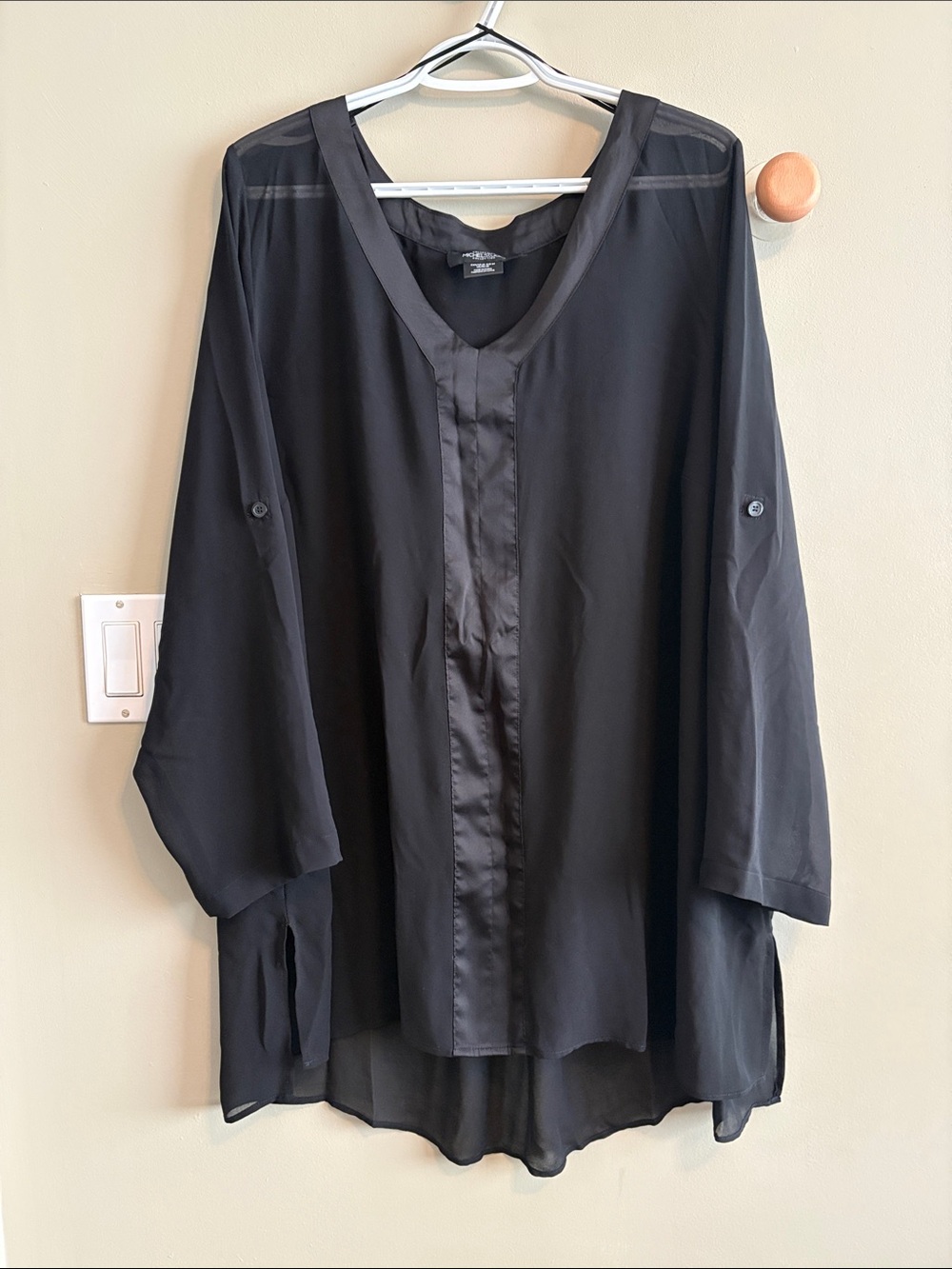 Michel Studio Black Lightweight V-Neck Tunic